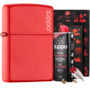 ZiPPO之宝(Zippo)打火机 红哑漆商标233ZL礼盒套装  zippo 打火机