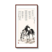 思荷 徐悲鸿双骏图玄关装饰字画办公室古典字画马到成功公司牌匾
