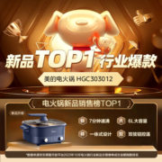 美的（Midea）电火锅 鸳鸯锅 电煮锅 家用6L大容量7分钟双控速沸多功能2000w大功率一体式火锅专用锅 【双旋钮分区控温】HGC303012