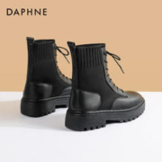 DAPHNE 达芙妮 马丁靴女冬女鞋秋冬2023冬季新款女靴英伦风袜靴弹力瘦瘦靴