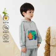 woobaby 儿童连帽卫衣男童女童条纹长袖上衣2023春季宝宝童装衣服