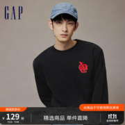 Gap 盖璞 男女装冬季2023新款碳素软磨抓绒卫衣841354宽松运动上衣 黑色 175/96A亚洲尺码