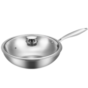 美厨（MAXCOOK） 物理不粘炒锅 无涂层家用炒锅 不易粘炒锅燃气煤气灶电磁炉通用 304不锈钢32cm