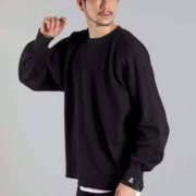 LANVIN en Bleu 浪凡蓝标 男士华夫格圆领长袖T恤236505