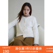 DUSHU 独束 大码女装温柔毛茸茸软糯针织衫女冬装新款微宽松圆领仿貂毛针织 雅白色 M