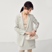 尚都比拉春秋休闲西服女士通勤外套简约职业装小西装女 云白 S