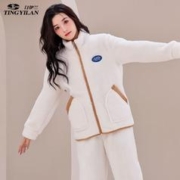汀伊兰 品牌秋冬季睡衣女爆款珊瑚绒加厚保暖简约可外穿家居服套装