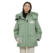 坦博尔 学院风工装时尚羽绒服 女短款 TW216322