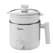 学生专享：Midea 美的 宿舍电煮锅电热锅 XZE1613 多功能锅  1.7L 配蒸笼