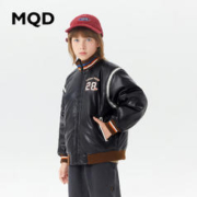 MQD 马骑顿 男童棒球服PU羽绒服 黑色