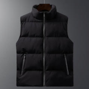 JEANSWEST 真维斯 户外运动冬季加棉青年马甲保暖学生外套 黑色 5XL（180-200斤）