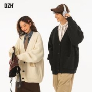 DZH 情侣秋冬款开衫毛衣男宽松慵懒风情侣装高级感2023新款针织衫外套