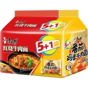 康师傅方便面红烧牛肉面5袋【加番茄鸡蛋面1袋】混合6袋泡面
