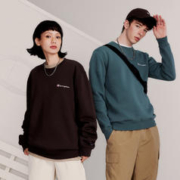 Champion 冠军情侣加绒卫衣男刺绣2023秋冬新款女潮牌美式复古灰色