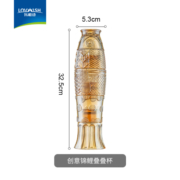 乐唯诗（NERVISHI） 玻璃水杯鲤鱼杯年年有余创意轻奢锦鲤玻璃杯叠叠杯玻璃杯4件套 年年有鱼杯4件套/金/防撞简装