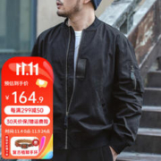 MADEN 马登 工装 美式复古MA-1飞行员夹克休闲棒球服外套男潮 黑色 L