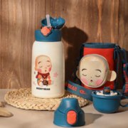BEDDYBEAR 杯具熊 儿童保温杯316锈钢幼儿园小学生户外便携一杯三盖大容量水杯 口袋小和尚-630毫升