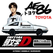 中精质造 头文字D 丰田AE86 碳纤维改装版 合金模型 带底座+跳灯+车牌定制