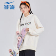 PLUS会员：ERKE 鸿星尔克 女款运动连帽卫衣 冰川白 XL