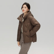 26日10点：雪中飞 2023连帽立领时尚简约双重保暖大口袋女式短款羽绒服