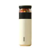 京东京造保温杯316L不锈钢茶水分离带滤网泡茶杯雅致白500ml