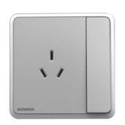 西门子（SIEMENS）开关插座 灵蕴系列星辉银灰色插座产品86型墙壁插座 16A三孔插座带开关