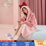 GUKOO 果壳 睡衣女睡袍冬款珊瑚绒睡衣