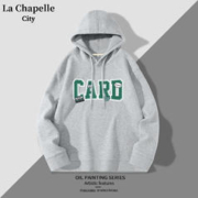 La Chapelle City 拉夏贝尔羊羔绒卫衣女秋冬加绒款2023新款紫色连帽宽松时尚外套 春秋款：灰-绿色卡片 L