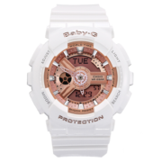 卡西欧（CASIO）BABY-G少女时代青春时尚潮流双显多功能电子防水运动女表送女友 白玫瑰金BA-110-7A1