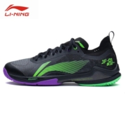 李宁（LI-NING）羽毛球鞋疾风PRO男款减震专业比赛鞋AYAS012-2黑色/荧光绿42/9