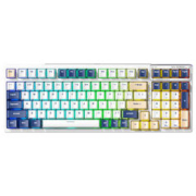 AULA 狼蛛 F98 99键 2.4G蓝牙 多模无线机械键盘 夏日蓝汐 灰木轴V3 RGB