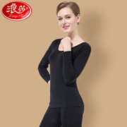 Langsha 浪莎 保暖内衣女 秋衣秋裤保暖套装 典雅黑 M