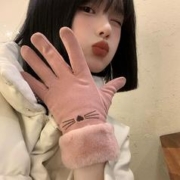 可触屏 加绒加厚麂皮绒手套