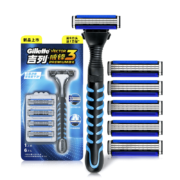 吉列 剃须刀手动刮胡刀手动威锋3强化1刀架6刀头