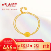 中银金行 466/克 行金银中黄金手链女足金999流金岁月磨砂牌双层 流金岁月手链 约6.5g