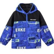 ERKE 鸿星尔克 儿童防风风衣 星空蓝/荧光草绿
