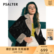 PSALTER 诗篇 女装冬季宽松撞色翻领时尚气质仿貂水波纹短外套