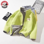 SNOOPY 史努比 男女童摇粒绒洋气保暖内穿外穿外套 S01绿色 140