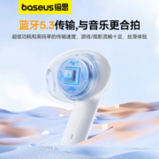 倍思 E12 真无线蓝牙耳机 30小时长续航 半入耳舒适佩戴 蓝牙5.3音乐运动耳机适用苹果华为小米手机 白