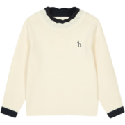 哈吉斯（HAZZYS）童装女童针织衫儿童线衣秋新品中大童简约套头打底衫上衣 奶油色 110