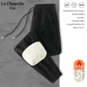 La Chapelle City 拉夏贝尔 女士加绒休闲裤 黑色 XL