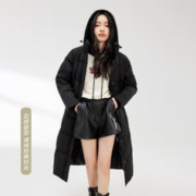 雪中飞 冬立领连帽修身长款鹅绒简约女式羽绒服保暖加厚
