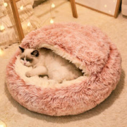 PEITE PET 冬季保暖猫窝 樱花粉长毛绒 L 码 15斤内猫用