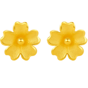 PLUS会员：周六福 足金999朱槿花黄金耳钉 A0910969 约0.8g 一对
