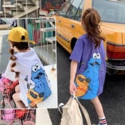 E&Vouge 婴尚 女童夏装T恤夏季新品韩版中长款夏天短袖t恤裙中大童休闲上衣裙子