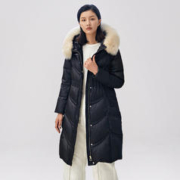 冰洁BENGEN 羽绒服女秋冬新款2023时尚毛领连帽纯色保暖长款外套