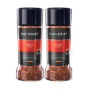 大卫杜夫（Davidoff） 黑咖啡100g 原装进口意式浓缩速溶纯苦咖啡粉 无蔗糖添加 Rich香浓*2瓶