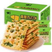 零趣 香葱苏打饼 无蔗糖早餐咸味薄脆办公室下午茶点心 500g*1箱（约18包）