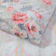 富安娜家纺  床上四件套纯棉全棉秋冬宿舍床单被套床上用品 如歌（圣之花） 1.5m床适用（被套203*229cm）