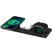 贝尔金（BELKIN）苹果三合一充电器 MagSafe磁吸无线充电 iPhone手机Watch8手表快充 WIZ016黑